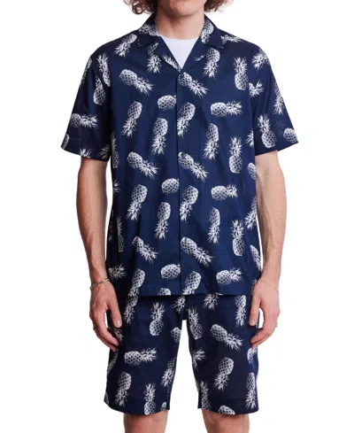 Paisley & Gray Men's Slim Fit Short Sleeve Pineapple Print Button Front Camp Shirt In Burgundy