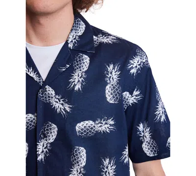 Paisley & Gray Men's Slim Fit Short Sleeve Pineapple Print Button Front Camp Shirt In Burgundy