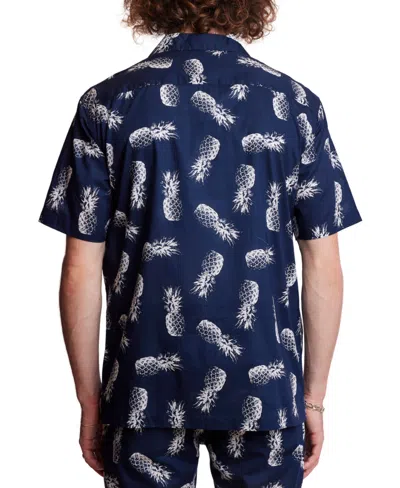 Paisley & Gray Men's Slim Fit Short Sleeve Pineapple Print Button Front Camp Shirt In Burgundy