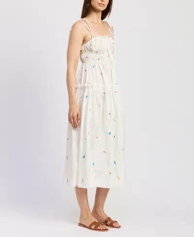 En Saison Nellie Sleeveless Smocked Midi Dress In White