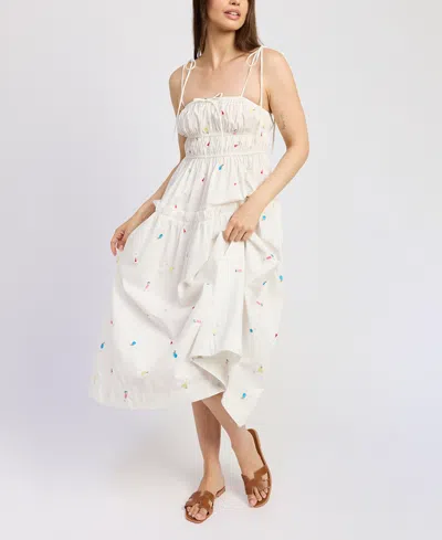En Saison Nellie Sleeveless Smocked Midi Dress In White