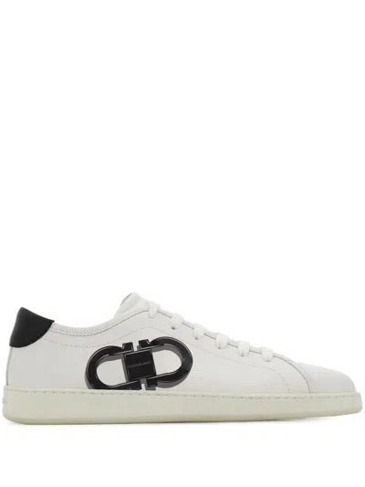 Ferragamo Double Gancini Brandy1 Sneakers In White