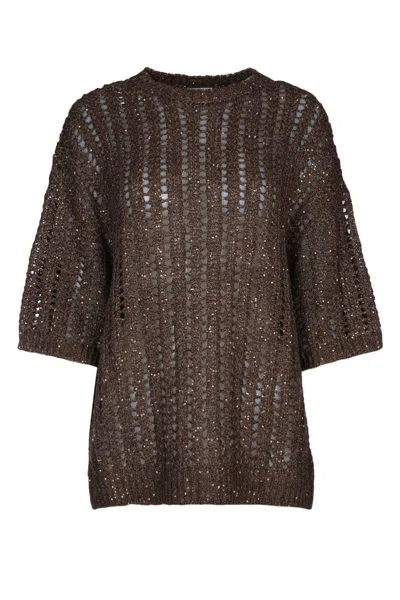 Brunello Cucinelli Rustic Duzzling Net Jersey Sweater