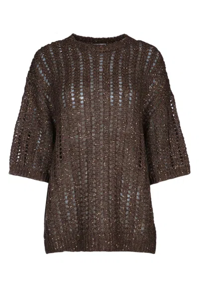 Brunello Cucinelli Rustic Duzzling Net Jersey Sweater