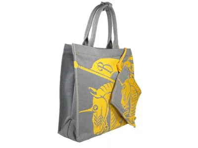 Shop Burberry Ekd Canvas Tote Bag With Coin Pouch Sunflower Women's Gray