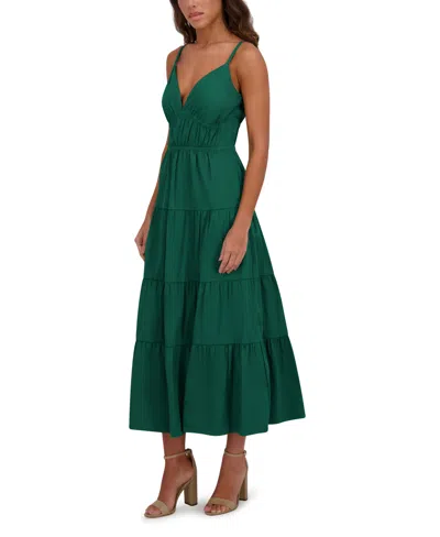 Siena Stretch Cotton Tiered Midi Dress In Green