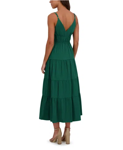 Siena Stretch Cotton Tiered Midi Dress In Green