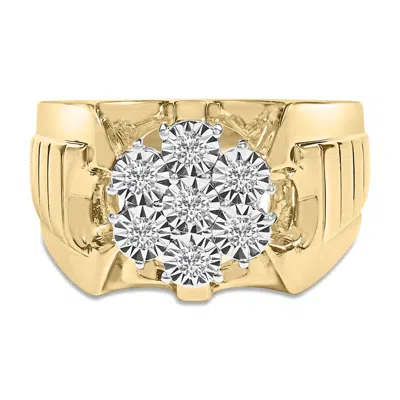 Haus Of Brilliance 14k Yellow Gold Plated .925 Sterling Silver 1/3 Cttw Miracle-set Floral Diamond C
