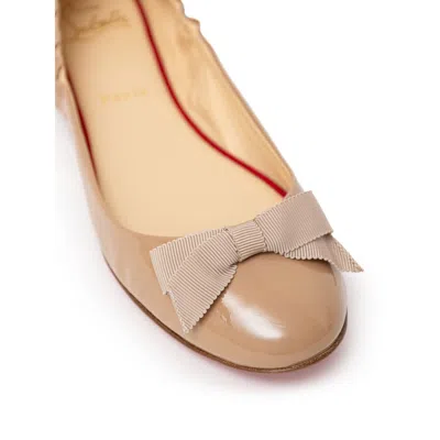 Christian Louboutin Beige Patent Leather Flat Women's Shoe