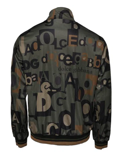 Dolce & Gabbana Army Green Polyester Logo Full Zip Men's Sweater