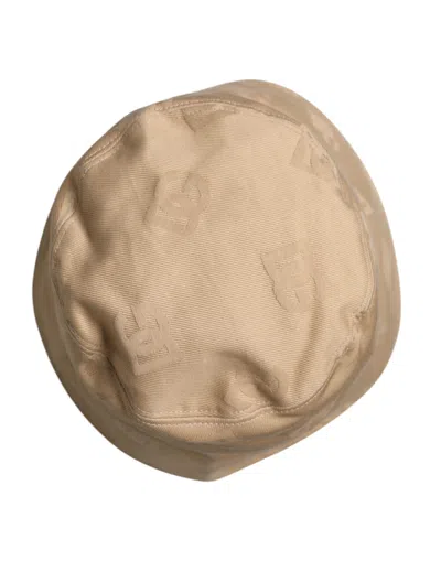 Dolce & Gabbana Beige Logo Monogram Cotton Bucket Men's Cap