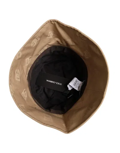 Dolce & Gabbana Beige Logo Monogram Cotton Bucket Men's Cap