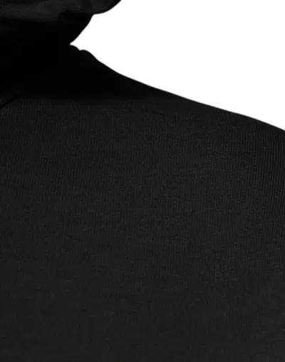 Dolce & Gabbana Black Cotton Hooded Dg Shield Pullover Sweater In Black