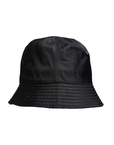 Dolce & Gabbana Black Cotton Wide Brim Bucket Men's Hat