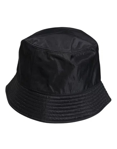 Dolce & Gabbana Black Cotton Wide Brim Bucket Men's Hat
