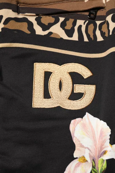 Dolce & Gabbana Black Floral Cotton Jogger Sweatmen's Men's Pants In Black
