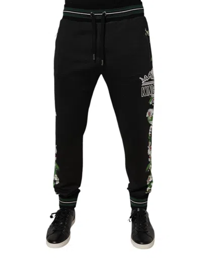 Dolce & Gabbana Black Cotton Stretch Jogger Sweatmen's Men's Pants In Black