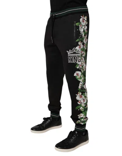 Dolce & Gabbana Black Cotton Stretch Jogger Sweatmen's Men's Pants In Black