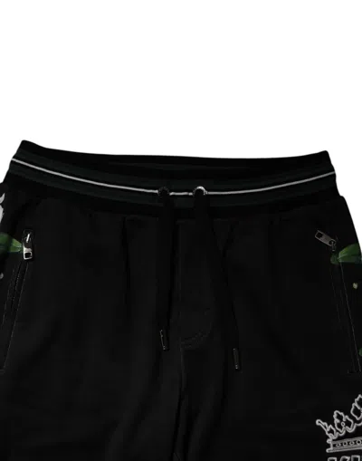 Dolce & Gabbana Black Cotton Stretch Jogger Sweatmen's Men's Pants In Black