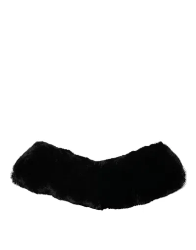 Dolce & Gabbana Black Lamb Fur Collar Women Neck Wrap Women's Scarf