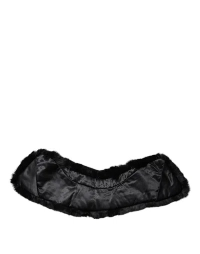 Dolce & Gabbana Black Lamb Fur Collar Women Neck Wrap Women's Scarf