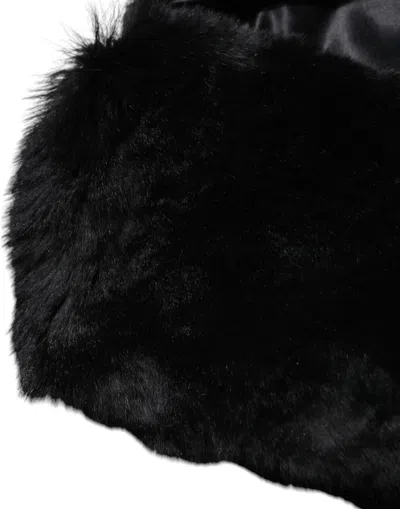 Dolce & Gabbana Black Lamb Fur Collar Women Neck Wrap Women's Scarf