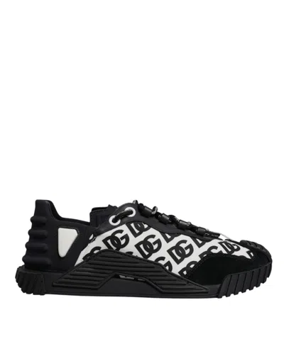 Pre-owned Dolce & Gabbana Black Logo Lace Up Low Top Ns1 Sneakers Men's Shoes () In Multi