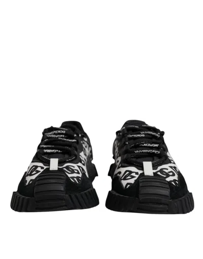Pre-owned Dolce & Gabbana Black Logo Lace Up Low Top Ns1 Sneakers Men's Shoes () In Multi