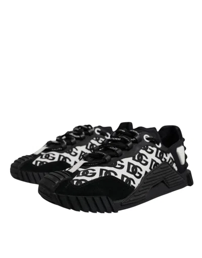 Pre-owned Dolce & Gabbana Black Logo Lace Up Low Top Ns1 Sneakers Men's Shoes () In Multi