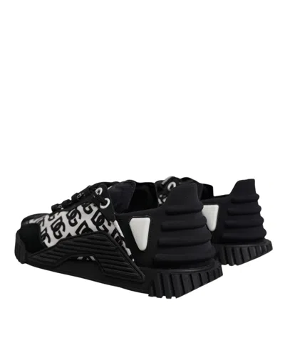Pre-owned Dolce & Gabbana Black Logo Lace Up Low Top Ns1 Sneakers Men's Shoes () In Multi
