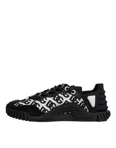 Pre-owned Dolce & Gabbana Black Logo Lace Up Low Top Ns1 Sneakers Men's Shoes () In Multi