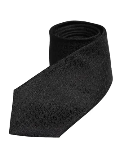 Dolce & Gabbana Black Patterned Silk Adjustable Neckmen's Men's Tie