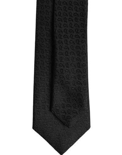 Dolce & Gabbana Black Patterned Silk Adjustable Neckmen's Men's Tie