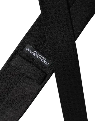 Dolce & Gabbana Black Patterned Silk Adjustable Neckmen's Men's Tie