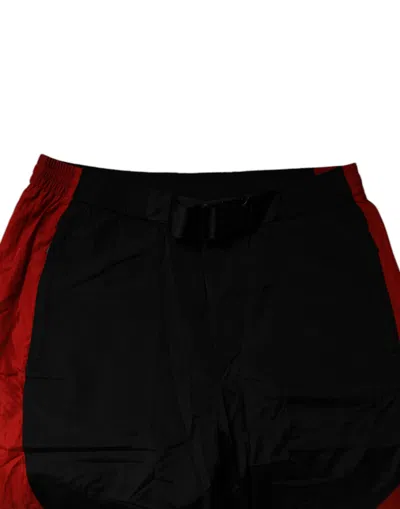 Dolce & Gabbana Black Red Leopard Print Nylon Jogger Men's Pants In Multi