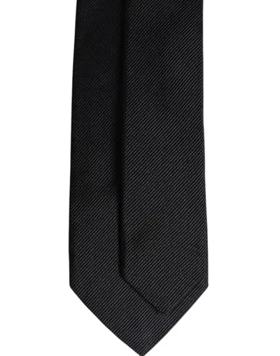 Dolce & Gabbana Black Solid Silk Adjustable Neckmen's Men's Tie