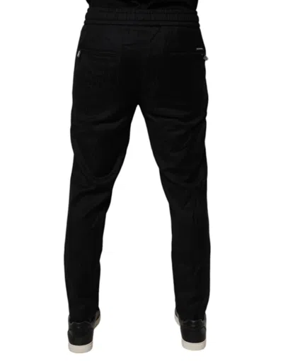 Dolce & Gabbana Black Wool Stretch Jogger Men's Pants In Black