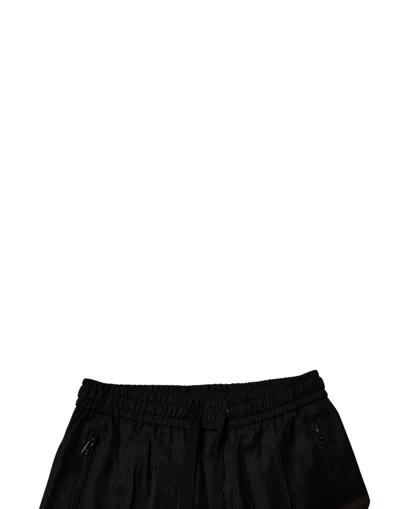 Dolce & Gabbana Black Wool Stretch Jogger Men's Pants In Black