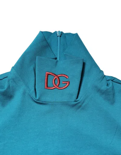 Dolce & Gabbana Blue Cotton Turtleneck Long Sleeves Men's Sweater