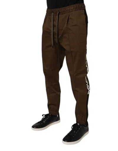 Dolce & Gabbana Brown Cotton Stretch Jogger Sweatmen's Men's Pants In Brown