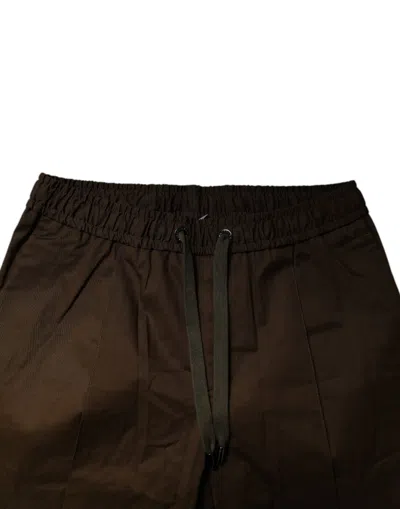 Dolce & Gabbana Brown Cotton Stretch Jogger Sweatmen's Men's Pants In Brown