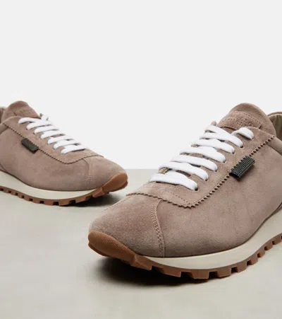 Brunello Cucinelli Suede Sneakers With Shiny Tab