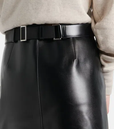 Prada Leather Belted Mini Skirt In Black