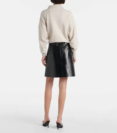 Prada Leather Belted Mini Skirt In Black
