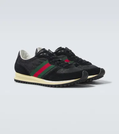 Gucci Sneaker Re-motion In Black Gg Fabric Men