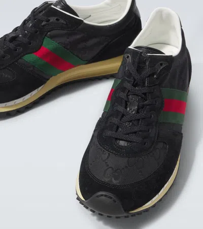 Gucci Sneaker Re-motion In Black Gg Fabric Men