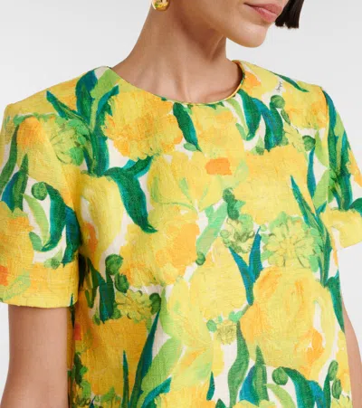 La Doublej Swing Lemon-print Shift Mini Dress In Yellow