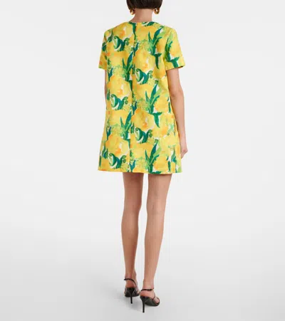 La Doublej Swing Lemon-print Shift Mini Dress In Yellow