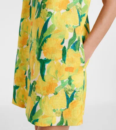 La Doublej Swing Lemon-print Shift Mini Dress In Yellow