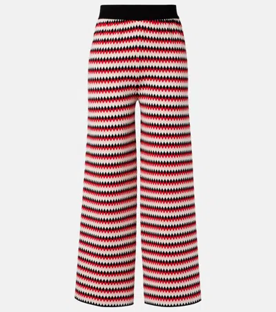La Doublej Cropped Wide-leg Jacquard-knit Pants In Red